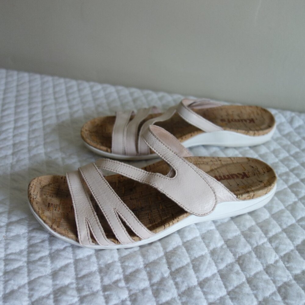 KUMFS Cork Leather Cream Slip-On Sandals – Wmns 8